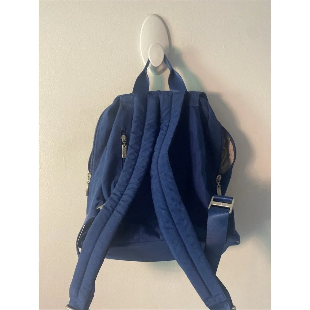 Baggallini Womens Mission Backpack Travel Bag Blue Nylon